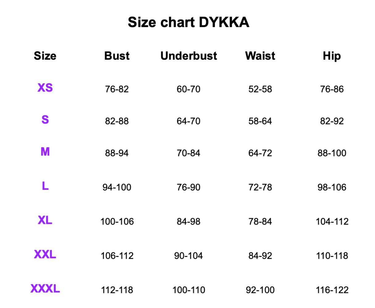 dykka size chart